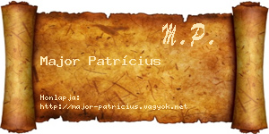 Major Patrícius névjegykártya